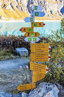 Information boards on trails for hikers and mountaineers