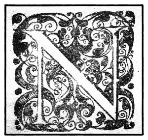 Initial or an initial N, ornamental initial letter
