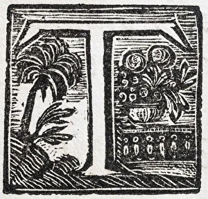 Initial or an initial T, decorative initial letter