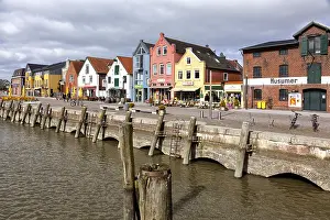 Inland harbour and old town in Husum