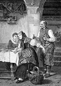 In an inn, the innkeeper served a glass of wine to two young women