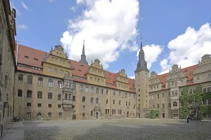 Inner courtyard with tower of the castle built in 1265