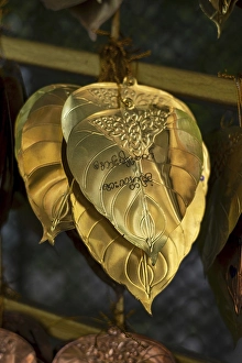 Category Buddhism Prints: Inscribed gold plates from wishing bells or offering bells