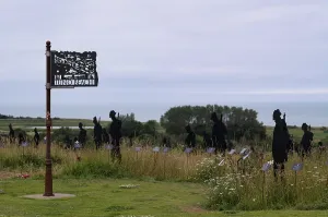 Installation, Juno Beach sign, Standing with Giants