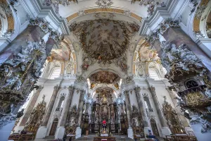 Interior of the baroque Basilica of St Alexander and Theodor