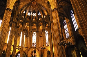 Interior of the Cathedral of the Holy Cross and St Eulalia, Cathedral in the city of Barcelona, Catalonia, Spain, Europe