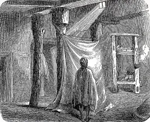 Interior of a cave church in Abyssinia