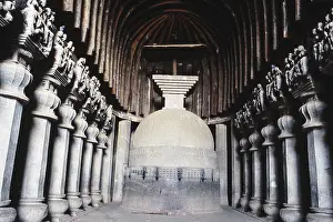Interior of the Chaitya Hall, Karla Caves