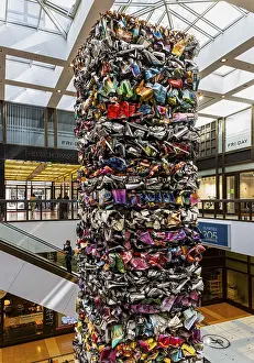 Interior design, artwork made from compressed scrap cars