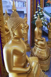 Interior with golden Buddha statues