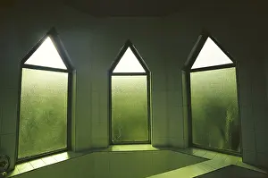Interior with green color glass