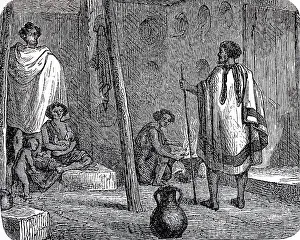 Interior of a residential hut in Abyssinia