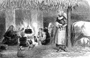 Interior of a simple Bulgarian peasant dwelling
