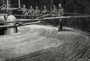 Interior view of a cable ship, 19th century