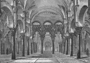 Interior view of Cordoba Cathedral in 1869