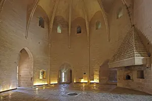 Interior view and hall with ceiling vault of the Tour de Constance