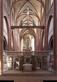 Interior view with rood screen facing east