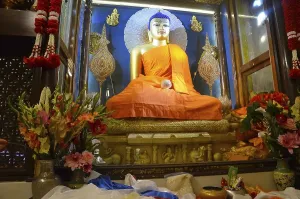 Category Buddhism Prints: Interior view of the sacred Mahabodhi Temple