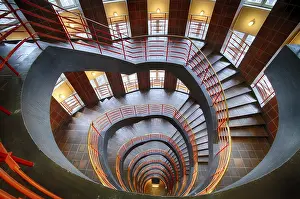 Interior view, staircase, round