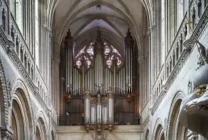 Interior view, west gallery, organ