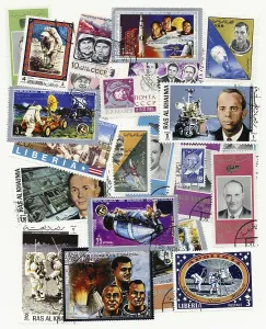 International stamps about space, space travel