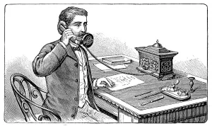 Invention of the telephone, historical telephone on the desk