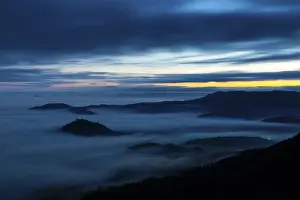 Framed Print : Inversion weather, fog, dawn, autumn
