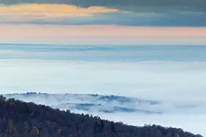 Inversion weather, fog, sunrise