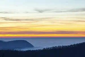 Inversion weather, fog, sunset
