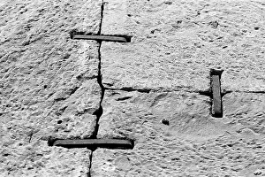 Iron brackets for stone wall Jaisalmer Rajasthan India Asia 1984