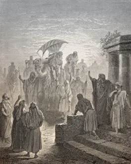 Isaac meets Rebekah, woodcut by Gustave Dore