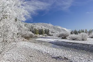 Isar valley in winter at temperatures of minus 18 degrees Celsius