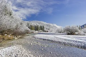 Isar valley in winter at temperatures of minus 18 degrees Celsius