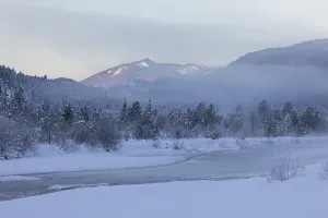 Isar valley in winter at temperatures of minus 18 degrees Celsius