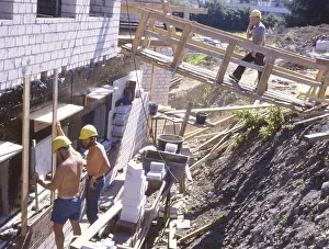 Iserlohn. Construction worker at a building project on 6