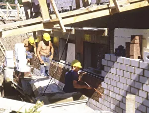 Iserlohn. Construction worker at a building project on 6