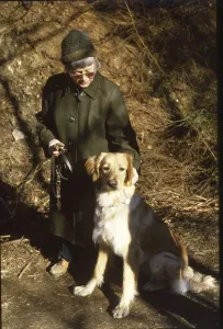 Iserlohn. Elderly pensioner with dog. 1981