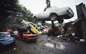 Iserlohn. Junkyard with old cars. 1981