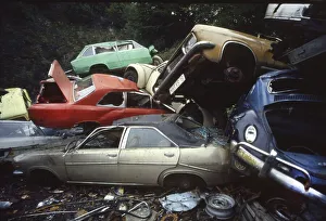 Iserlohn. Junkyard with old cars. 1981