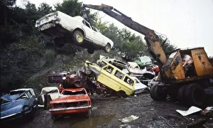 Iserlohn. Junkyard with old cars. 1981