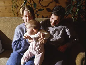 Iserlohn. Young family with baby. 1988
