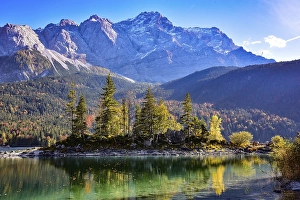 Island in the Eibsee lake near Grainau