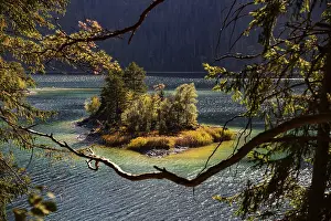 Island in the Eibsee lake near Grainau