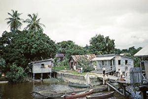 Island houses Guyana, West Indies, South America, 1960 1961, then colony of British Guiana