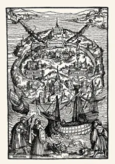 The Island Utopia, 1516, woodcut by Ambrosius Holbein