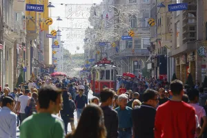 Istiklal Street or istiklal Caddesi and a historic tram