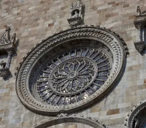 Italy Como Cathedral west facade rose window of the late 15th century