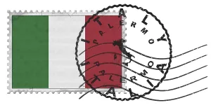 Italy Palermo Stamp with National Flag and Postmark