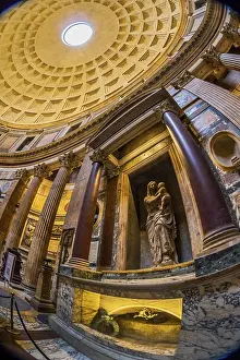 Italy, Rome, Pantheon. Tomb of Raphael and dome Austria