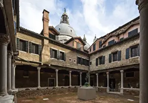 Italy Venice former church of San Gregorio -109 Cloister facing east above domes of Santa Maria della Salute
